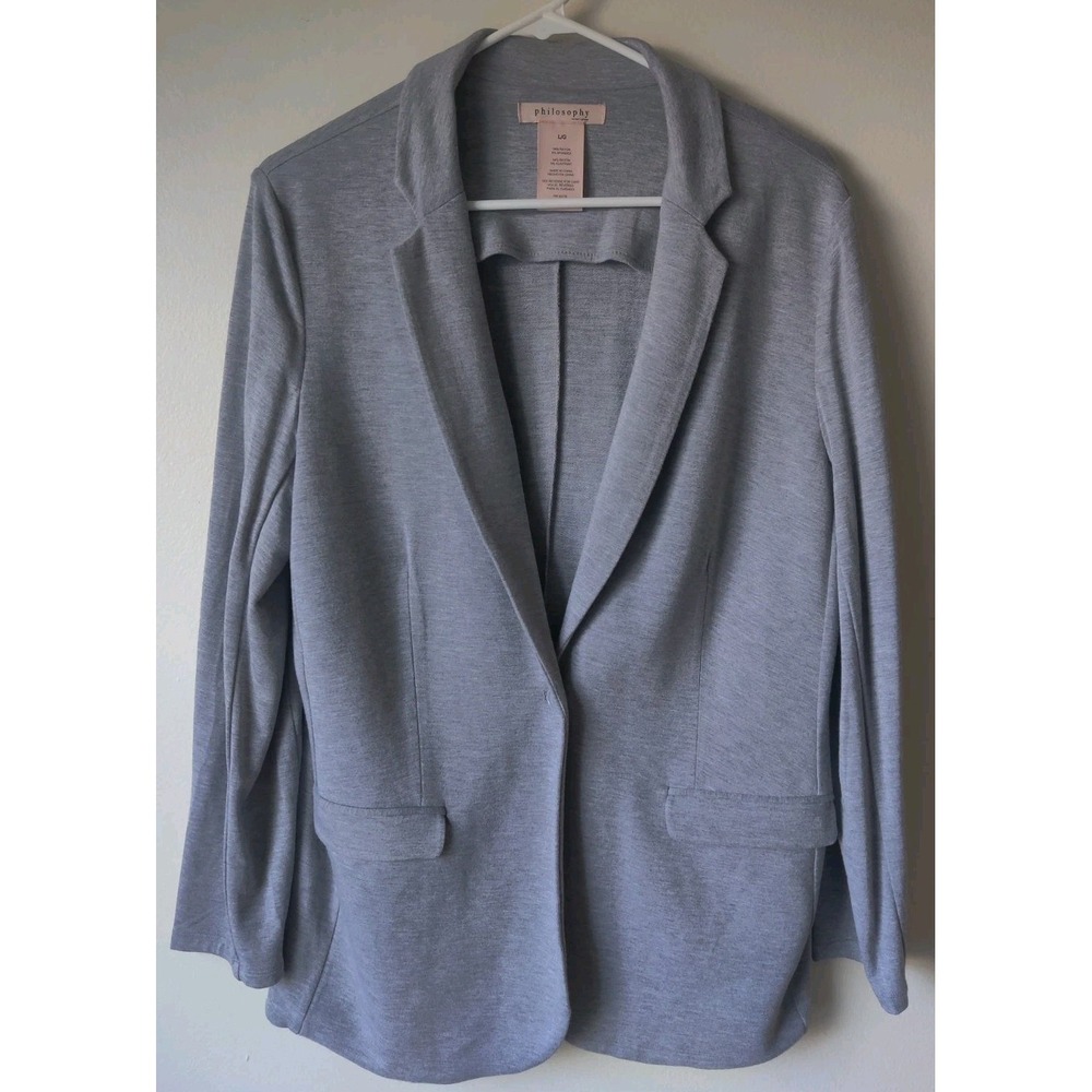 Philosophy Republic‎ Women's Blazer Jersey Knit Mist Gray Heather Size Large